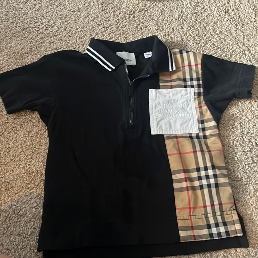 Toddler boy Burberry collard shirt